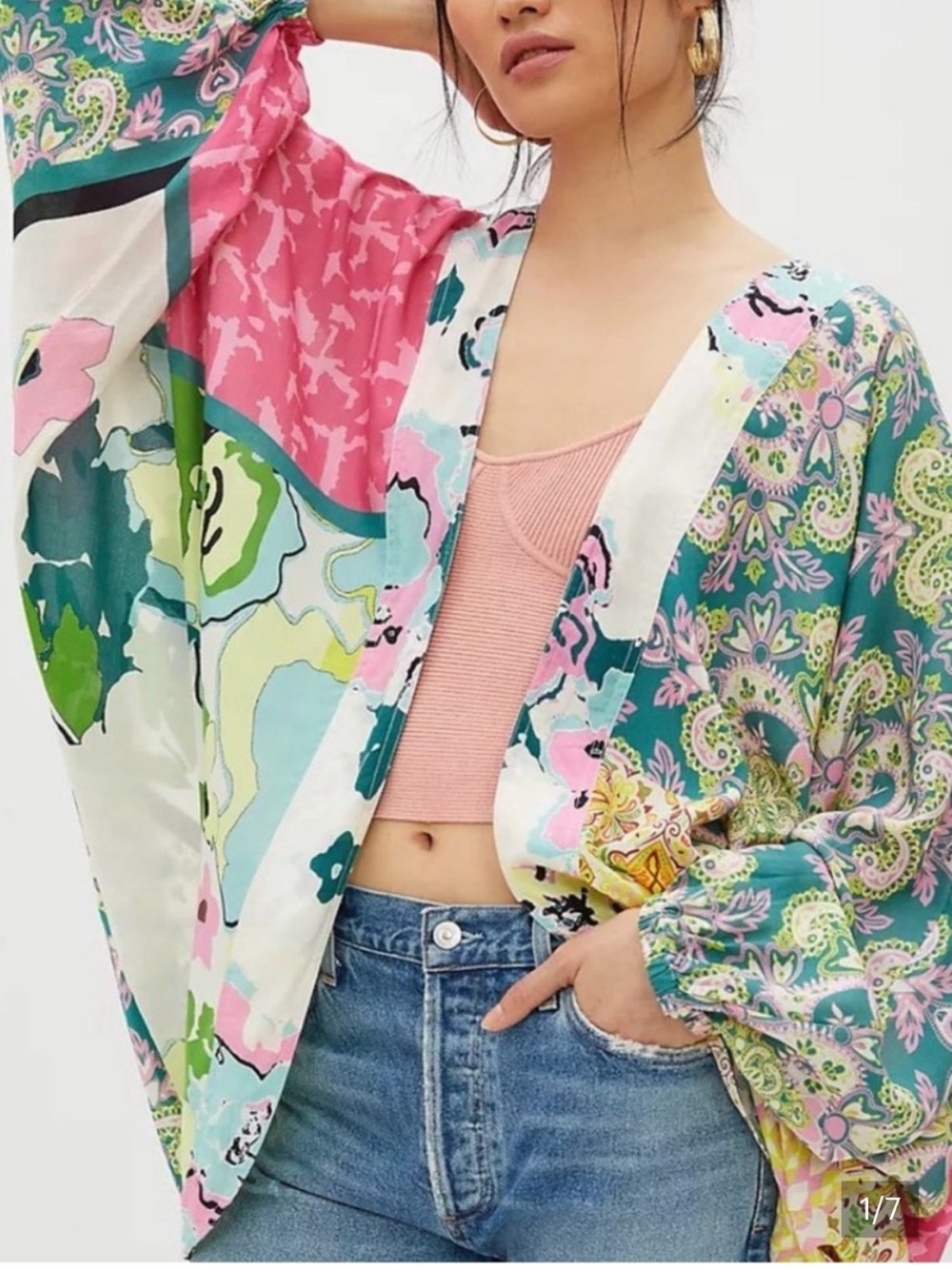 Anthropologie Multicolor Floral Paisley Kimono Jacket | OS
